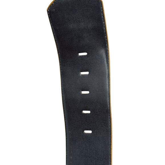 Magid Croco Embossed Wide Leather Belt Women's SZ M Brown Glam Retro Chic Party - Picture 9 of 10